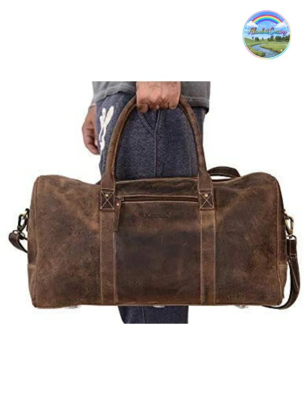 Genuine Leather Travel Duffle Bag, Cabin Carry-On for Men and Women, 20